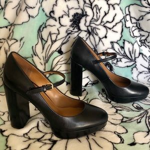 Coach leather platform mary janes 5.5